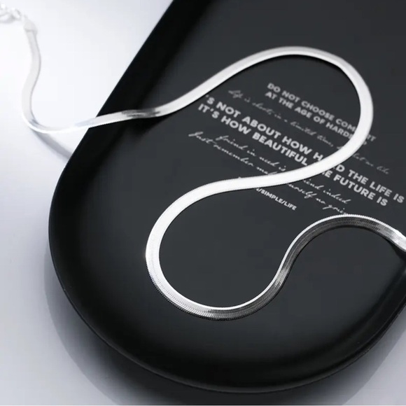 NEW Solid Sterling Silver Minimalist Snake Chain Necklace - Picture 3 of 7